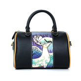 Handmade Elk Carving Crossbody Boston Bag